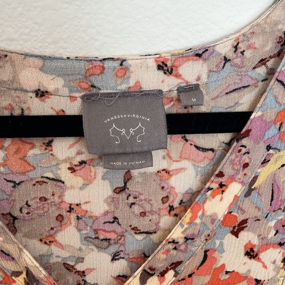 Anthropologie Vanessa Virginia Floral Feminine Boho Spring Button Blouse Size M - Picture 3 of 7